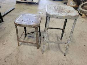 lot 235 image: Pair of Vintage Steel Shop Stools