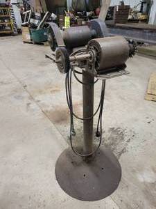 lot 246 image: Lesota Tool Co. (Albert Lea, MN) 6 Bench Grinder - 14hp 115V and Electric Motor with Wire Wheels - Mounted on Stand - Both Tested and Work