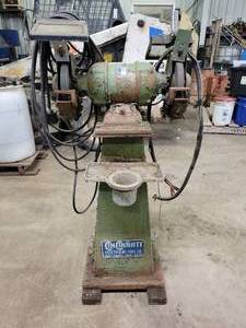 lot 252 image: Cincinnati Electrical Tool Co. 8 Bench Grinder on Cast Iron Stand - 34hp 220V 3 Phase