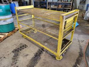 lot 274 image: Steel Rolling Cart with Expanded Steel Shelves - Overall Approx. 60 x 25 x 41 tall