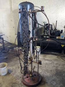 lot 160 image: Steel Rack for Chains and Cables  Contents (Steel cables and 58 Log Chain)