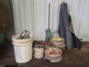lot 282 image: Assorted Spools of Copper Wire, Roll of Rubber and More