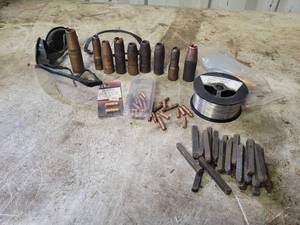 lot 299 image: Lot of Mig Welding Contact Tips, Shields, Safety Glasses and More