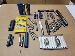 lot 345 image: Large Lot of Assorted End Mill, Grooving Tools and More - End Mills up to 1-716 Diameter