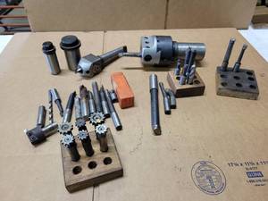 lot 348 image: 3 Boring Head with 1.75 Shaft, Criterion 1-12 Square Boring Head and Assorted Tooling - Most Tooling is 12 Shaft