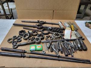 lot 384 image: Large Lot of Assorted Taps, Dies and Handles - Dies up to 1-14 and Taps up to 1-18