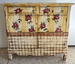 lot 201 image: HABERSHAM PLANTATION Hand Painted Cabinet Buffet