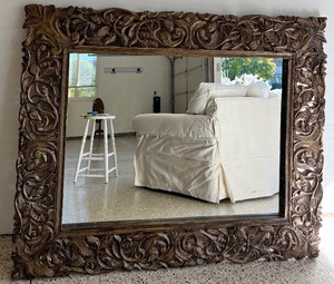 lot 204 image: Large CARVED WOOD Mirror
