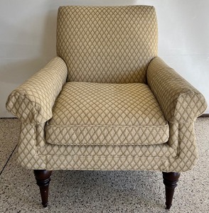 lot 205 image: Rolled Arm Accent Chair with Wood Legs