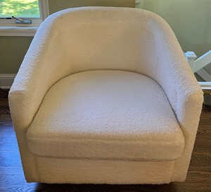 lot 35 image: Shearling Style Swivel Club Chair #2