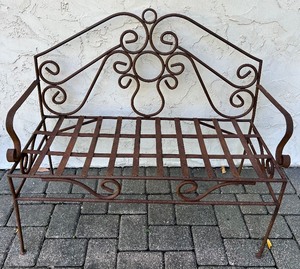 lot 17 image: Wrought Iron Garden Bench