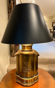 lot 107 image: Heavy Solid Brass Lamp - Thistle Design