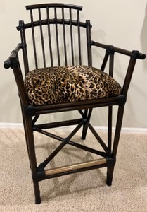 lot 118 image: Bamboo Pagoda Bar Stool with Leopard Print Seat #2