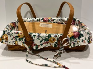 lot 125 image: LONGABERGER Basket with New Floral Liner and Divider