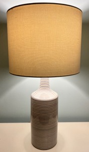 lot 123 image: Natural Ceramic Soft Gray Stripe Lamp