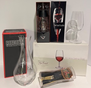 lot 127 image: RIEDEL Merlot Decanter, VINTURI Wine Aerator, LUIGI BORMIOLI Wine Tasting Glasses & More