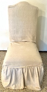 lot 218 image: Pair of Slipcovered Chairs with Original Custom Skirting