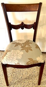 lot 224 image: Vintage Reupholstered Chair by TELL CITY CHAIR CO and Vintage Pink Footstool with Tassels