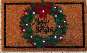 lot 237 image: Mixed Christmas Lot of Goodies Including an Adorable Light Up Wreath Door Matt, Miniature Christmas Trees and More