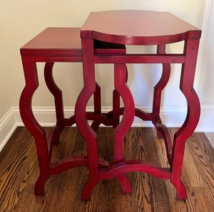 lot 5 image: Red Pagoda Nesting Tables Set of 2