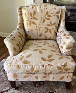 lot 7 image: DAPHA - Baker Furniture - Silk Upholstered Accent Chair with Down Cushions #1