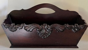 lot 45 image: Wood Cutlery Tray Caddy with Handle