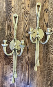 lot 47 image: Pair GATCO Solid Brass Candlestick Sconces