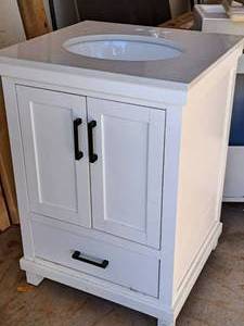 lot 1404 image: Bathroom Vanity Cabinet with Sink 1-door1-drawer1-shelf