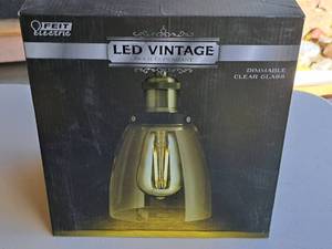 lot 1502 image: Feit Electric Brushed NickelClear Glass LED Vintage Light Fixture 1-bulb (in original box)