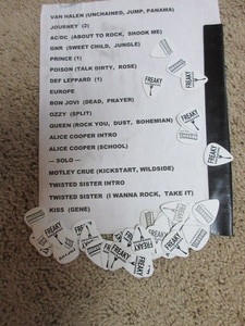 lot 161 image: ACTUAL HAIRBALL SET LIST  AND GUITAR PICKS