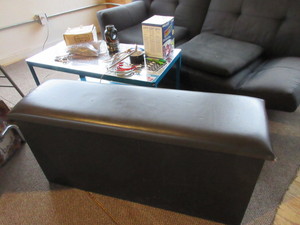 lot 238 image: PIANO BENCH, CONVERTIBLE COUCH, TABLE, SMOKE BOMBS, MORE
