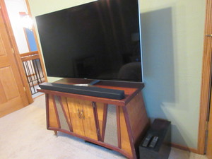 lot 257 image: TV, SOUND BAR AND SUBWOOFER