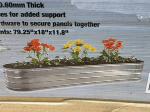 lot 64 image: Large Oval Galvanized Steel Planter Box