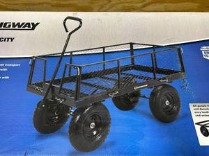 lot 50 image: STRONGWAY Steel Jumbo Garden Wagon  1400-Lb. Capacity, 50in.L x 24.1in.W x 26.75in.H