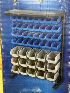 lot 106 image: Strongway Single-Side Bulk Storage Rack Unit with 47 Assorted Bins  36 12in.W x 14in.D x 46in.H
