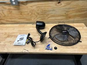 lot 117 image: IRONTON Oscillating Wall-Mount Garage Fan  14in., 2200 CFM