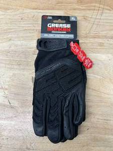lot 70 image: GREASE MONKEY GEL-PRO Leather Hybrid Gloves- Black- Size XL