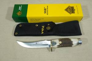 lot 82 image: Puma SGB Skinner Rolled Stag German Blade Hunting Knife