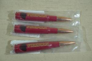 lot 107 image: 3 Lucky Shot Fireman Bottle Openers