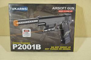 lot 125 image: UKArms P2001B Spring Powered Airsoft Pistol with Laser