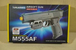 lot 128 image: UKArms M555AF Spring Powered Airsoft Pistol with Laser