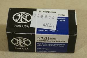 lot 178 image: 50 FNH 5.7 x 28mm 40 Gr Hornady V-Max Ammo
