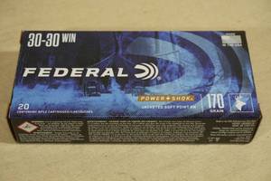 lot 192 image: 20 Federal Power Shok .30-30 Win 170 Gr JSP RN Ammo