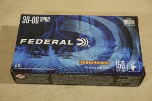 lot 193 image: 20 Federal Power Shok .30-06 Sprg 150 Gr JSP Ammo