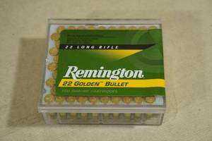 lot 194 image: 100 Remington Golden Bullet .22 LR Plated RN Ammo