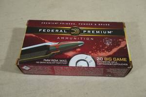 lot 198 image: 20 Federal 7mm Rem Magnum 160 Gr Nosler Partition Ammo