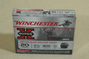 lot 221 image: 5 Winchester Super-X 20 Gauge 2-34 Rifled HP Slugs