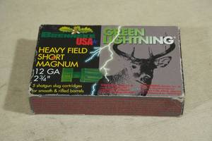 lot 226 image: 5 Brenneke USA 12 Gauge 2-34 Green Lightning Slugs