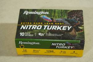 lot 228 image: 10 Remington Nitro Turkey 12 Gauge 2-34 4 Shot Shotshells