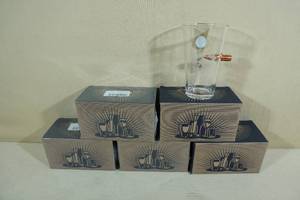 lot 268 image: 5 Lucky Shot Pint Glasses with Embedded Bullet